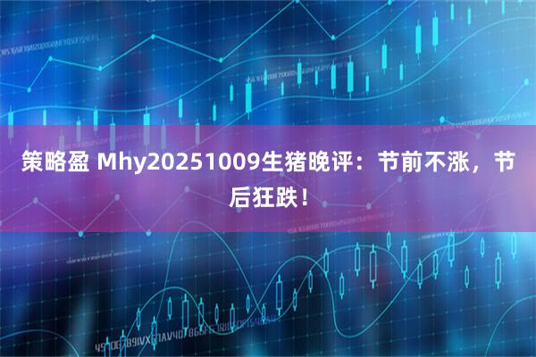策略盈 Mhy20251009生猪晚评：节前不涨，节后狂跌！